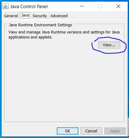 Java runtime environment settings