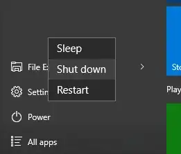 Windows 10 shutdown option