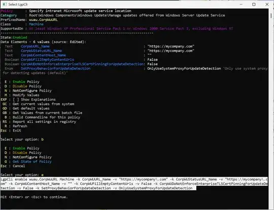 sample for defining policy command