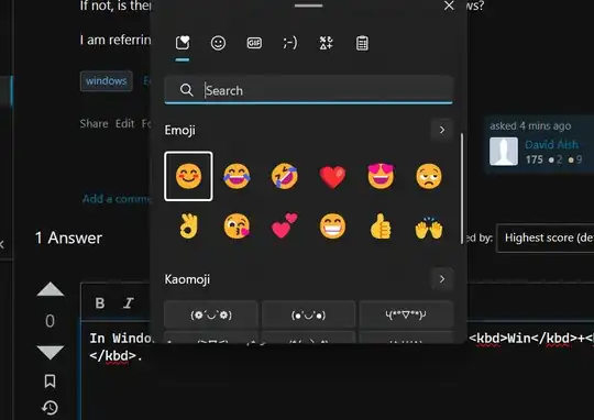 Emoji window in Windows 11