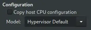 virt-manager CPU selection of Hypervisor default
