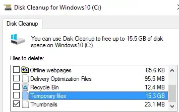 Temporary files within Disk Cleanup