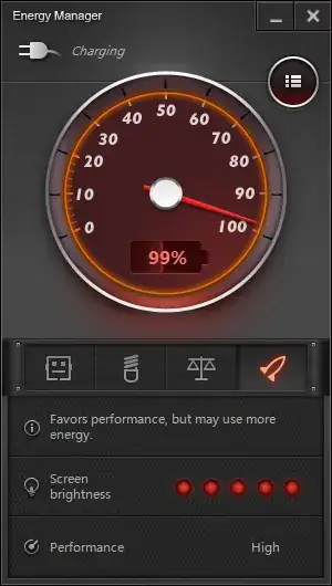 Lenovo battery manger set to Performance mode