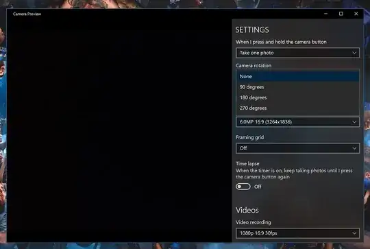 camera app with rotation