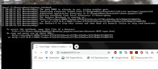 Screenshot showing Jupyter Notebook launched from an Anaconda command prompt, and resulting web page opened in Chrome
