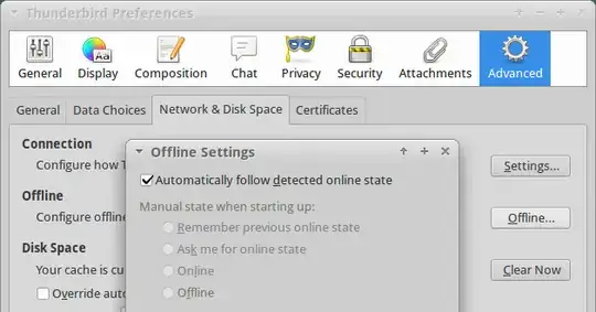 Thunderbird Preferences - Advanced - Offline Settings