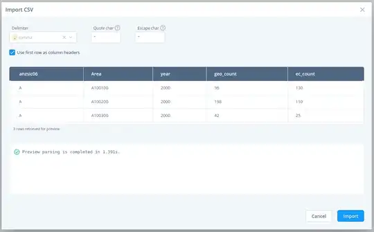 sqliteviz CSV import dialogue