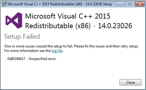 vc_redist.x86.exe Setup Failed 0x80240017 Unspecified error