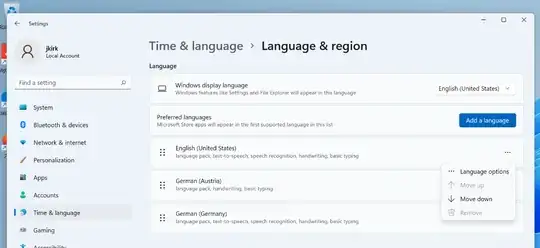Drop down of language