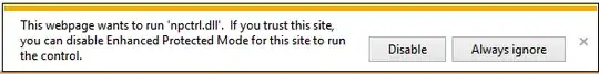 This webpage wants to run 'npctrl.dll'. If you trust this site, you can disable Enhanced Protected Mode for this site to run the control.