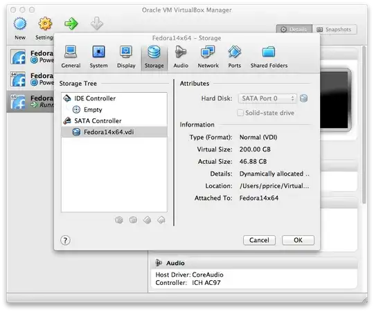 Virtual Box Storage Info