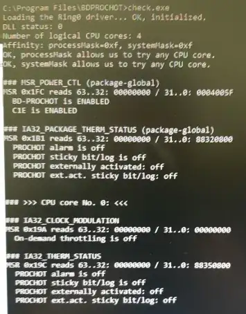 Checking various status flags in the MSR registers