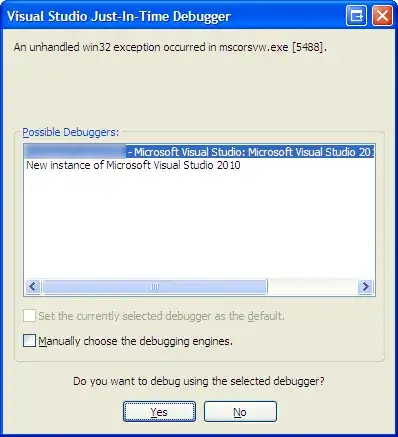 Visual Studio Just-In-Time Debugger: An unhandled win32 exception occurred in mscorsvw.exe ... Do you want to debug using the selected debugger?