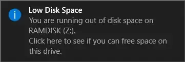 low disk space