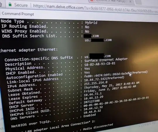 device IPCONFIG results