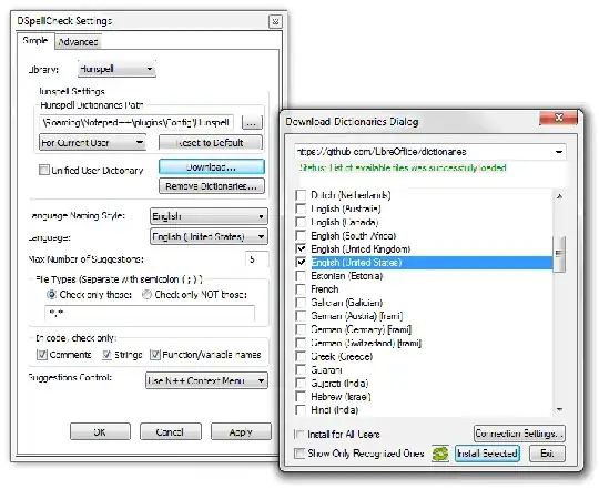 DSpellCheck settings, dictionary download