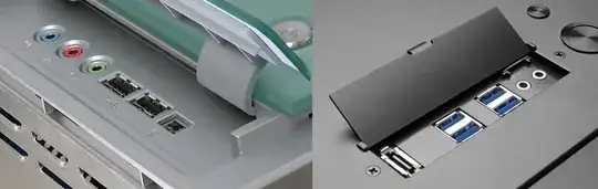 Photo of a couple of properly aligned front-panel connectors