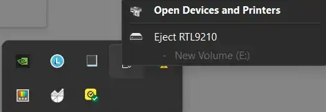 Eject showing in tray