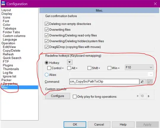 URL for the image of the configuration menu