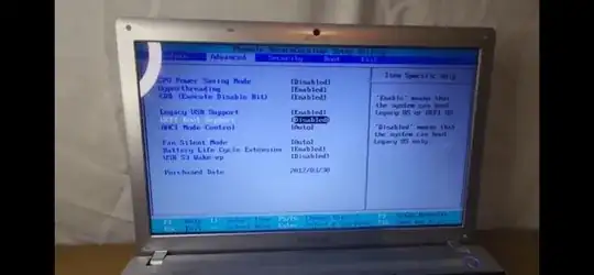 BIOS Advanced screen Samsung RV711