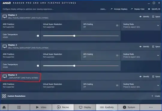 Radeon Pro AMD FirePro settings window