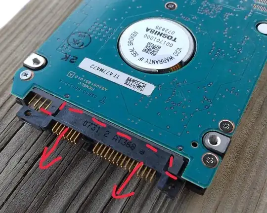 Original photo with lines added where the original connector ends and the adapter begins