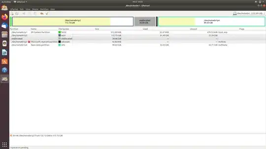 Screenshot of GParted