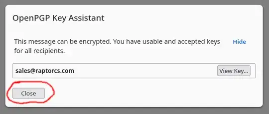 Final pop-up modal confirming that the key has been successfully imported and is usable for signatures and encryption. "Close" button is visible.