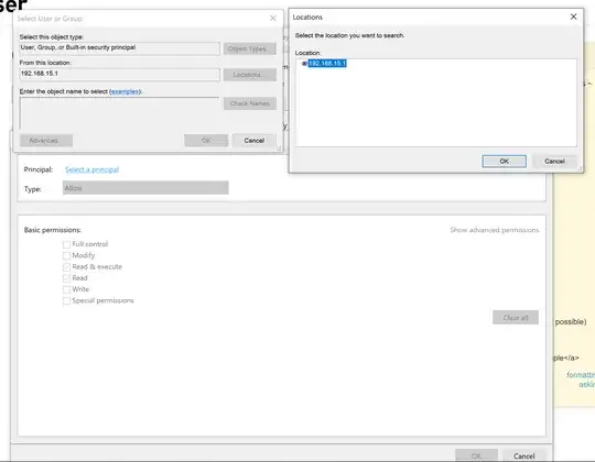 Trying to add permissions for a local PC user fails as well