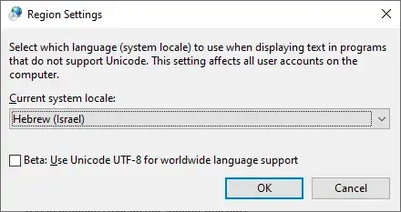 Region=>Administrative screen=>Select language