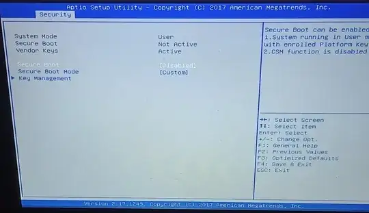 Pic 2: Secure boot menu
