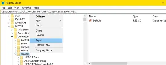 Export the 'Services' registry key - keep the backup where you can find it!