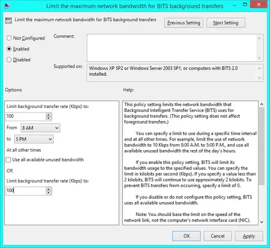 the Group Policy setting