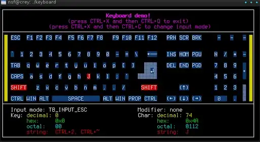 termbox keyboard demo