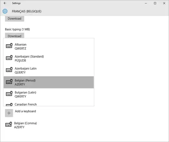 Click on "Add a keyboard" and select the same keyboard but ending with "(Period)"