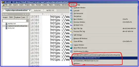 Screenshot of UltraEdit with menu Window open