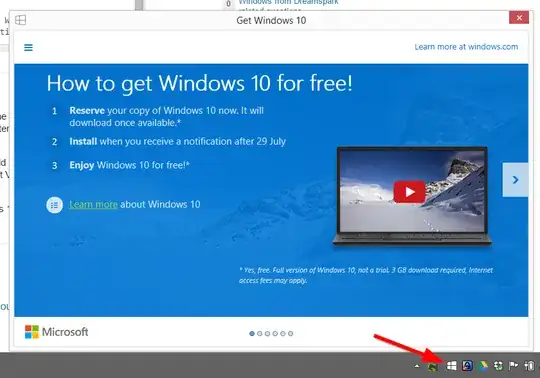 Screenshot of GWX window and icon