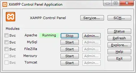 xampp control panel
