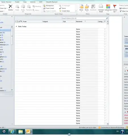 screenshot of outlook problem
