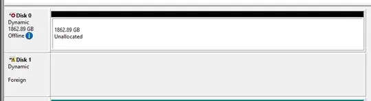 disk0 shows up but is not marked as foreign like disk1
