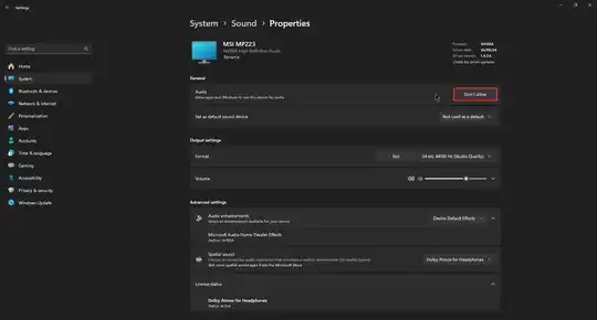 Click on don't allow