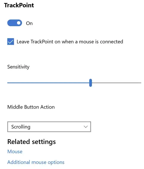 trackpoint settings