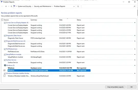 Screenshot of Problem Report Viewer