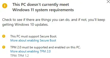 PC Health Check results
