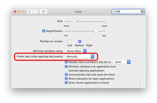 Go to: System Preferences > Dock > Prefer tabs when opening documents > Manually