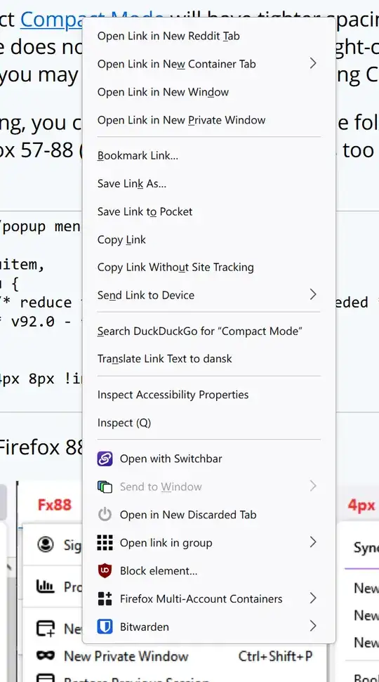 Screenshot of normal context menu