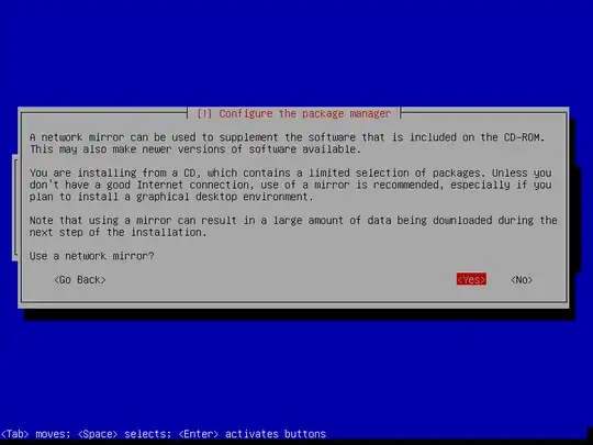 "Use a network mirror?" Yes|No