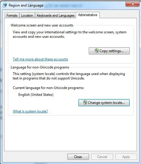 Region and Language Settings