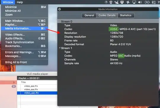VLC's Media Information window for a flv file with AAC and H.264