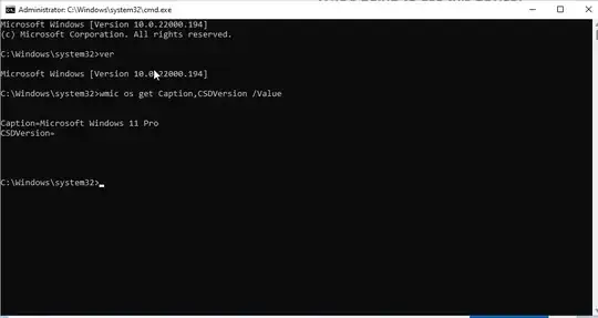 CMD showing windows version to be 11 Pro.